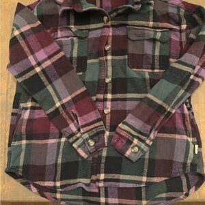 Hollister Boyfriend Fit Plaid Shirt in Purple and Brown